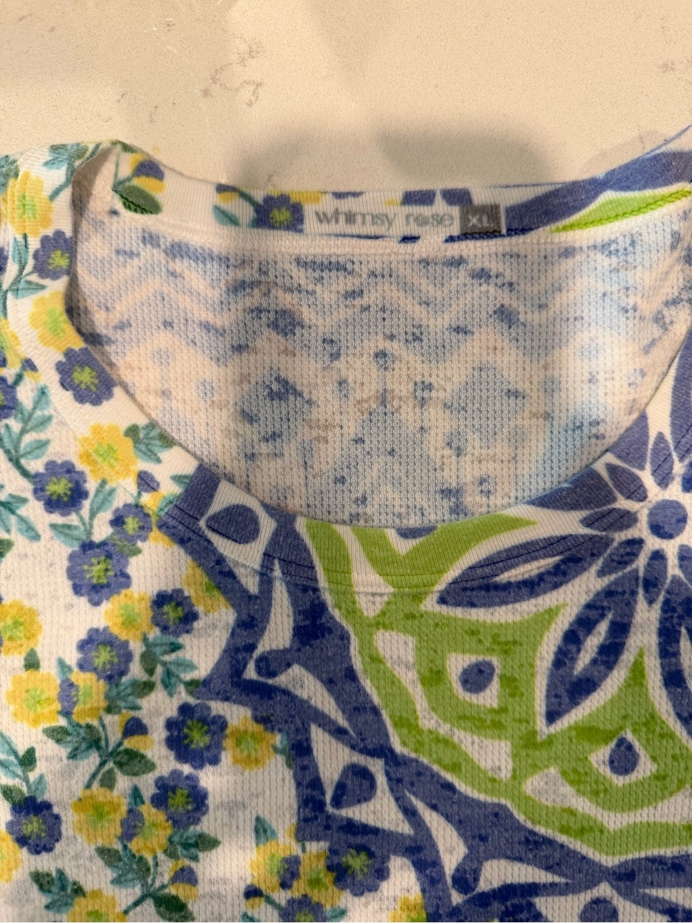 Sundance Patterned Long Sleeve Tee in Blue & Green - Picture 9 of 14